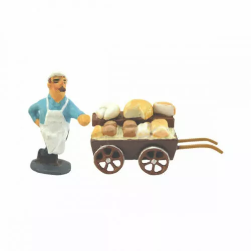 J Carlton by Gault French Miniature 2 Pc Set Cheese Vendor with Cart Figurine