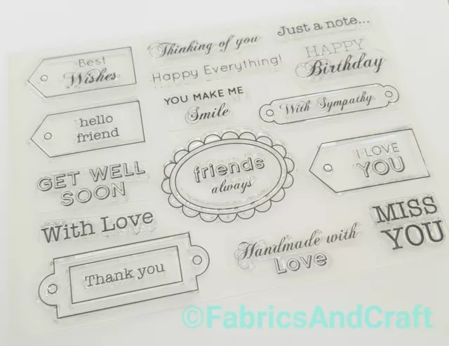 Sentiments Clear Stamps, Gift Tag Greetings Labels Transparent Stamp, Diy Cards