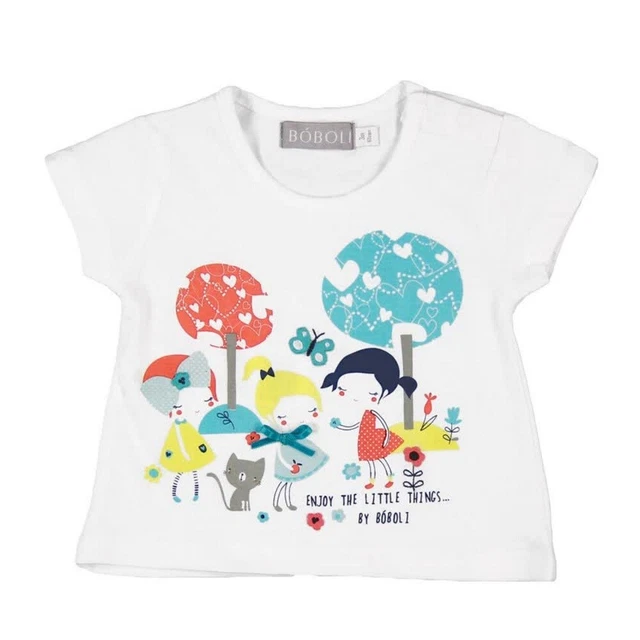 Ragazza Bambino T-Shirt Bianco Fidanzate Di Boboli Tgl 62 68 74 80 86 92