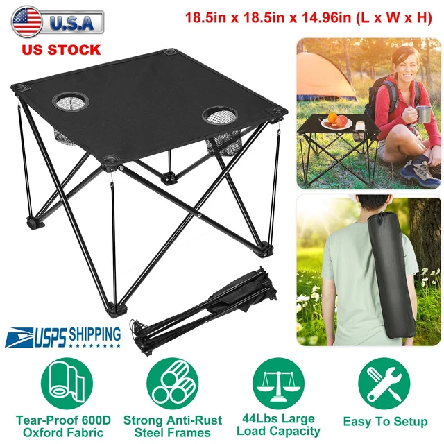 CAMPING TABLE FOLDING Portable Carrying Bag 2 Cup Holders Outdoor