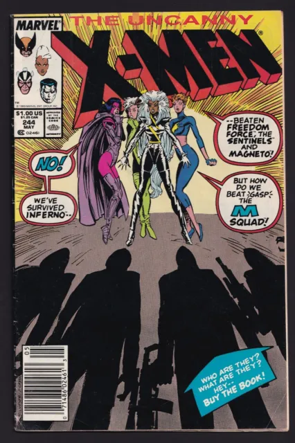 Uncanny X-Men #244 Newsstand 1st appearance of Jubilee Marvel 1989