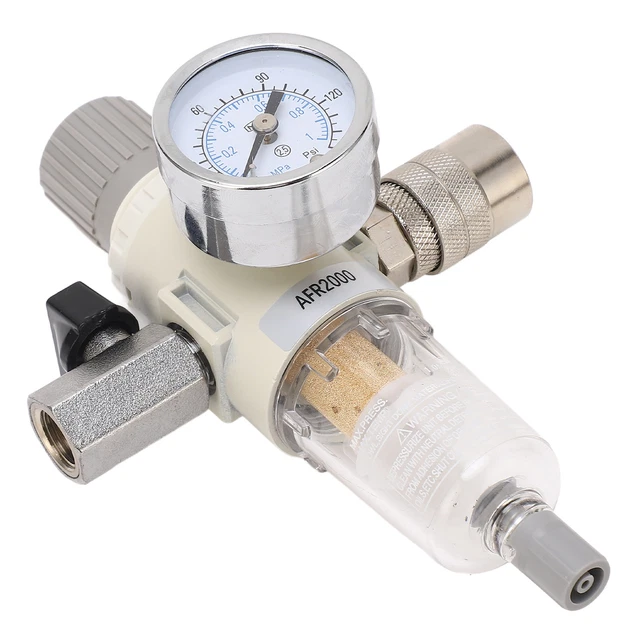 Filtro Aria Compressore 3 In 1 Con Regolatore Pressione E Manometro - 1/4" BSP, Per Utensili Ad Aria - Foto 7