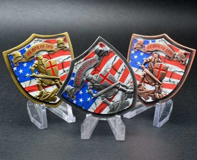 ARMOR OF GOD Commemorative American Flag Shield of Faith Coin Ephesians