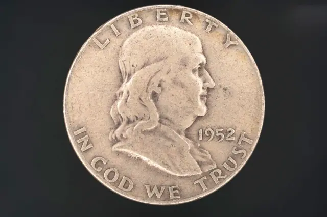 1952-D Ben Franklin 90% silver half dollar, Circulated but nice!