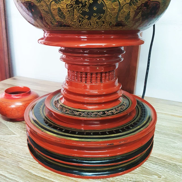 Burmese Food Storage Lacquerware Offering Stupa Shaped Traditional Home Decor 4