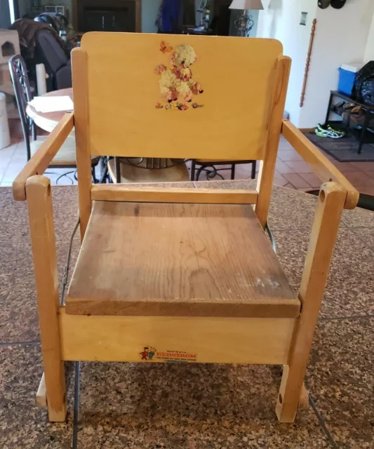 Vintage Childs Wooden Folding Chair Converted From Potty Training Chair Hedstrom