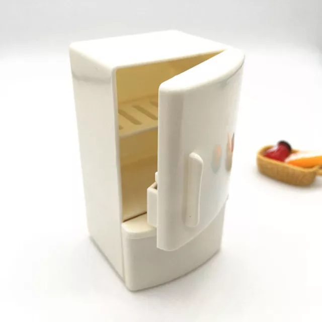 Dollhouse Miniature Kitchen White Wooden Fridge Refrigerator Freezer Kids -7H