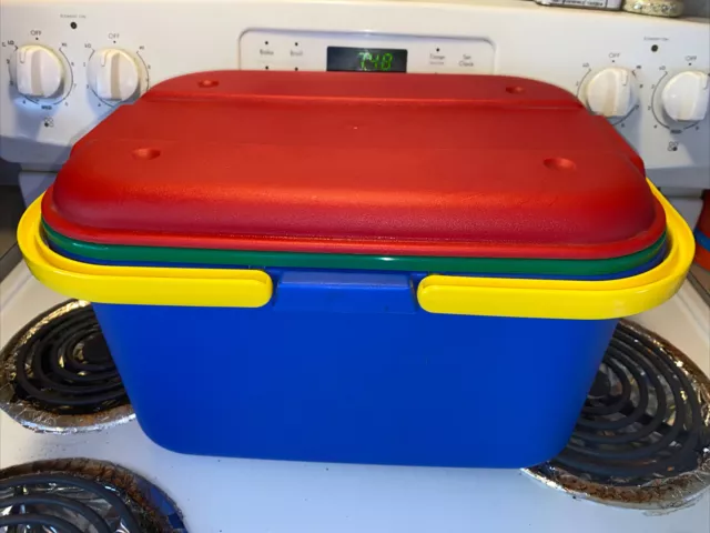 "Organizador de almacenamiento de costura artesanal de plástico azul rojo vintage Eagle CraftStor 15"""