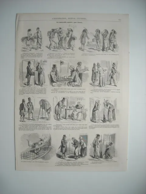 Gravure 1859. La Nouvelle Annee, Par Cham. 12 Caricatures Avec Legendes.