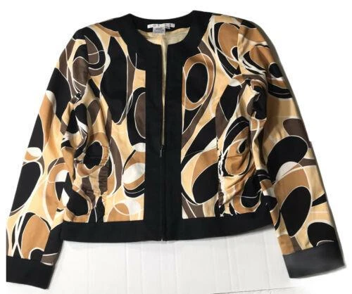 MAGGY LONDON Dressy Dinner Jacket Full Zip Women’s Size 8 Swirl Pattern
