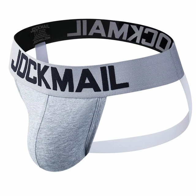 JOCKMAIL Slip Sexy pour Homme en Taille Basse sous-vêtements Gay Bikini sous -vêtements Homme Jockstrap - Blanc - Medium
