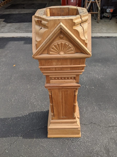 Antique Solid White Oak Ornate Newel Post Stairs Stairway Marion, OH Courthouse