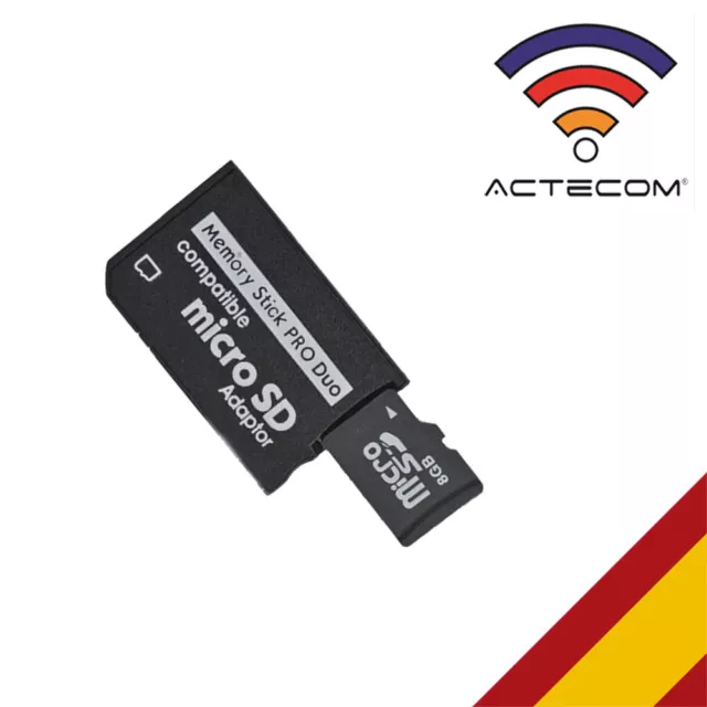 ACTECOM Adaptador Tarjeta Micro SD MicroSD a Memory Stick PRO DUO PSP SIMPLE