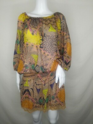 Urban mango womens top medium M sheer tunic cover up loose dress smocked waist