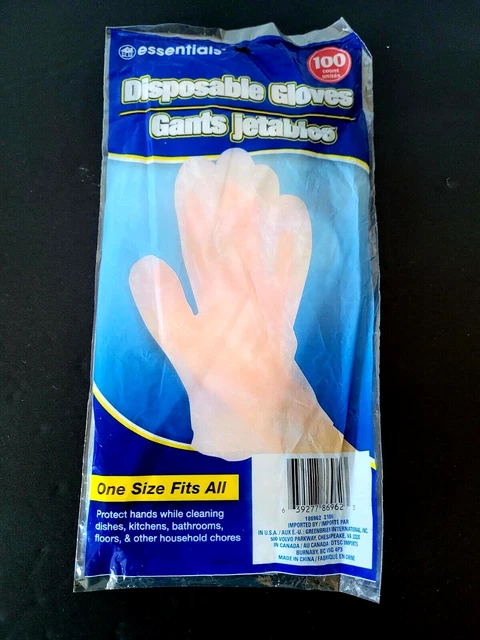 New Essentials Disposable Gloves One Size Fits All. 100 Count.