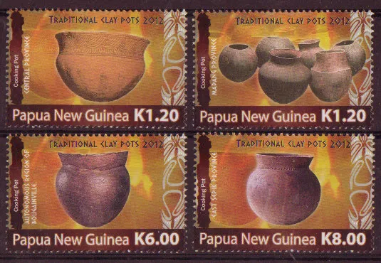 Papua New Guinea 2012 Clay Pots Ensemble 4 non Montés Excellent État , MNH
