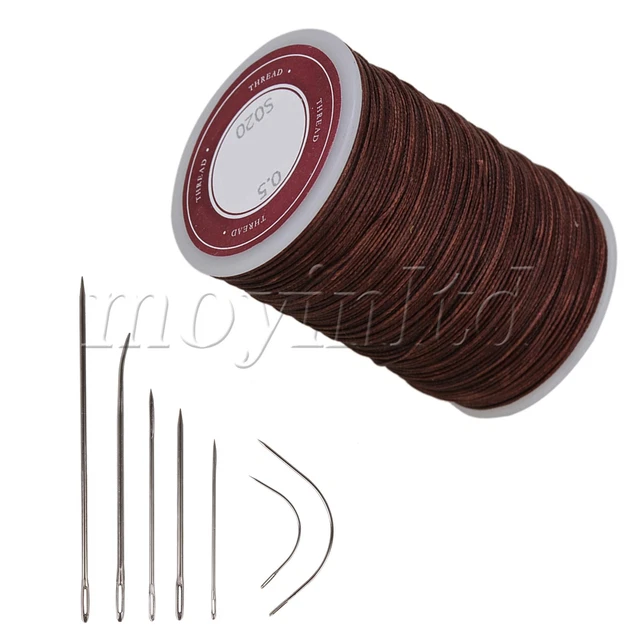 0.5mm Brown Polyester Round Wax Line Sewing Thread Cord for Luggage Handbag