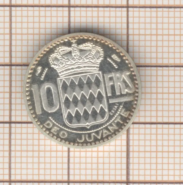Monaco  ESSAI PIEFORT en argent  de la 10 Francs Rainer III  1950