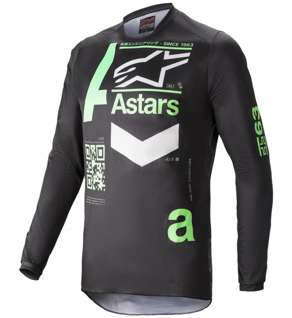 Alpinestars Maglia fluid Motocross MX Moto - Decorative Nero / di Zecca Verde