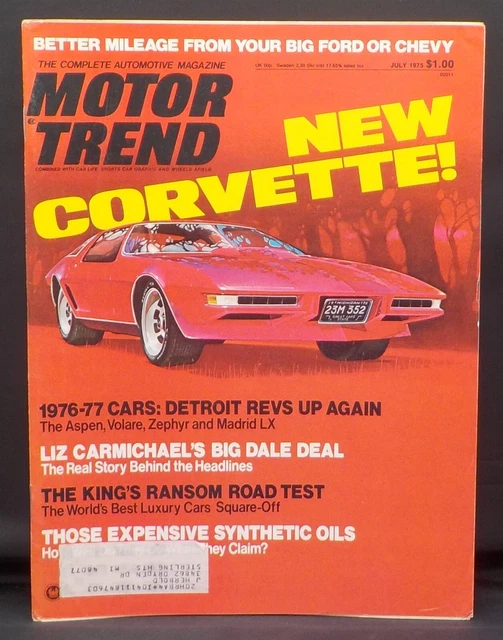 MOTOR TREND MAGAZINE, July '75, New Corvette, King's Ransom Road Test