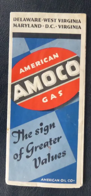 1935 Delaware West Virginia Maryland D.C. Virginia  road map Amoco oil   gas
