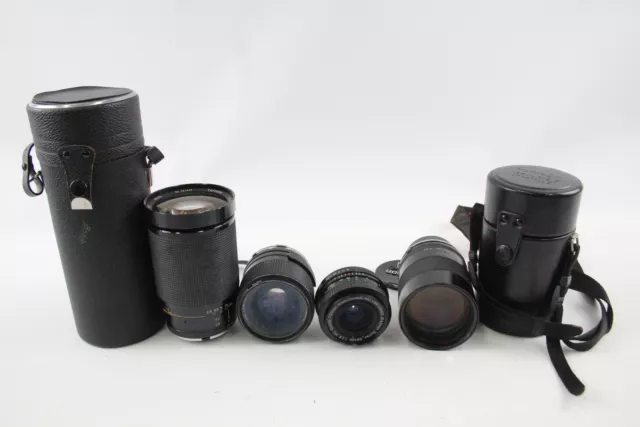 4 x OBIETTIVI FOTOCAMERA Inc. 50 mm, 28 mm ecc. con supporti vari, meccanicamente FUNZIONANTE