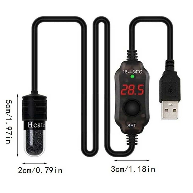 Calentador USB para mini tanques y tanques de tortugas caña térmica sumergible compacta
