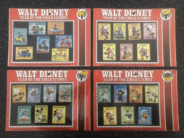 Walt Disney Year Of The Child Stamp Packs x 4 Anticua,Grenada,Dominica,Grenadine