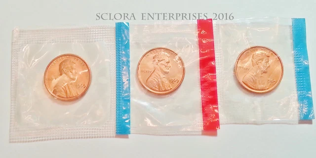 1969 P D S Lincoln Memorial Cent / Penny Set   *MINT CELLO*  **FREE SHIPPING**