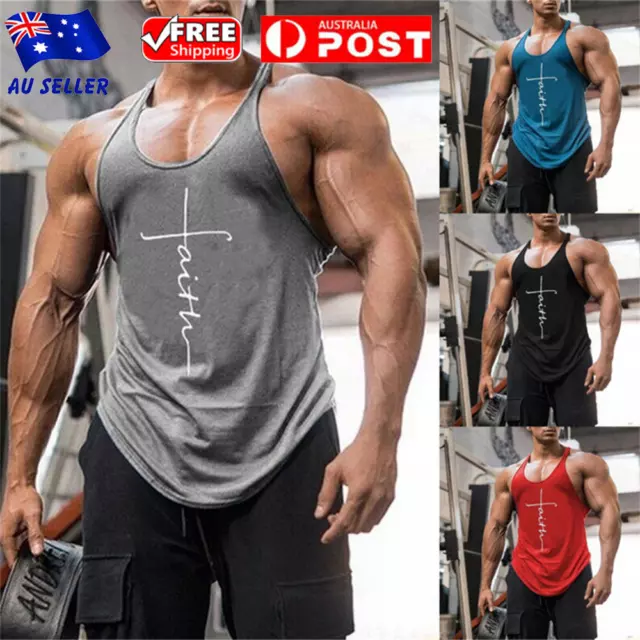 Men's Gym Vest Singlet Bodybuilding Muscle Tank Top Sleeveless Fitness T-shirt