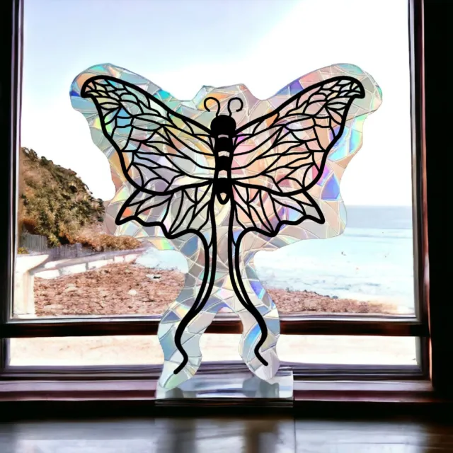 Moth Rainbow window cling sticker suncatcher