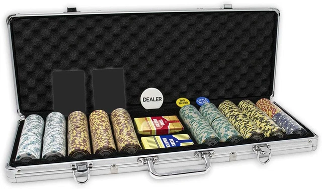 Monte Carlo Poker Club Set of 500 14 Gram 3 Tone Chips with Upgraded Aluminum Ca