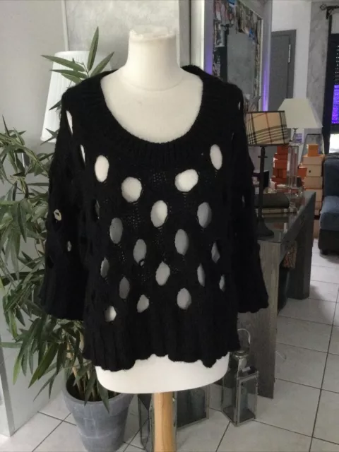 Pull MANGO taille M laine et mohair noir bon état