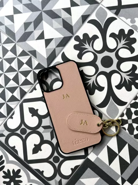 Taupe Monogrammed Saffiano Leather iPhone 13 Pro Case