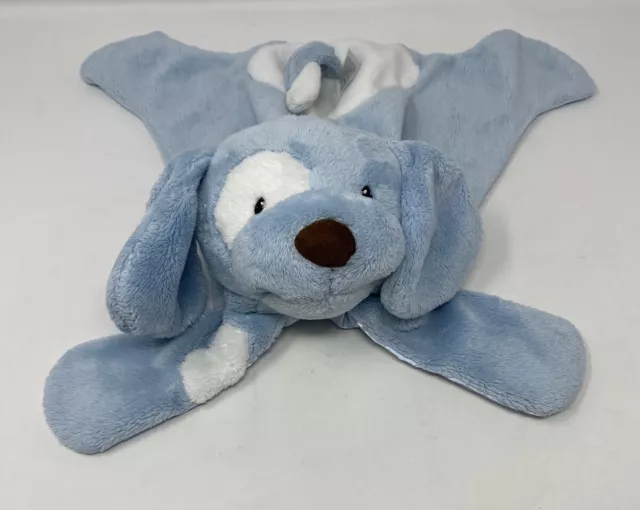 Baby Gund SPUNKY Huggy Buddy Blue Puppy Dog Plush Satin Security Lovey