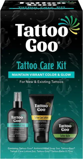 Tattoo Goo Aftercare Kit Includes Antimicrobial Soap, Balm, and Lotion, Tattoo C