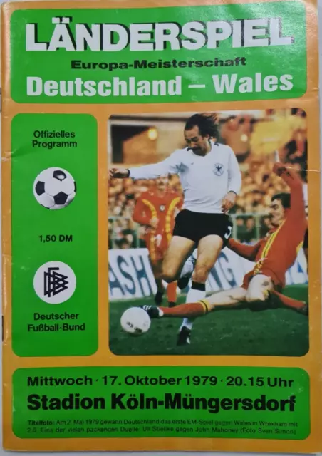 West Germany v Wales International Match Programme; 17 Oct 1979