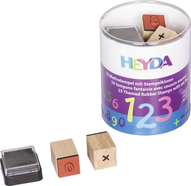 Stempel-Set Zahlen (Ziffern 0-9 Plus, Minus, Multiplizieren, Geteilt / Mathe)