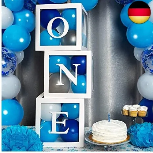 1. Geburtstag Ballonbox Dekorationen für Jungen, Geburtstagsdeko 1 Jahr, 3