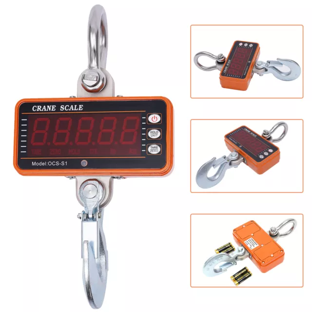 1000KG LED Digital Crane Scale Heavy Duty Hanging Scale Industrial Precision New