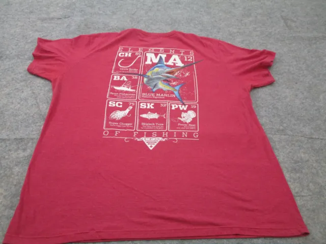 Columbia Shirt Mens 2XL XXL Red PFG Short Sleeve Fishing Fish Tee Graphic *