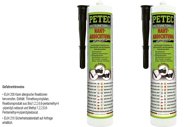 2X PETEC MULITFUNKTIONELLE Joint Scellage Noir 310ml Cartouche EUR 50 ...