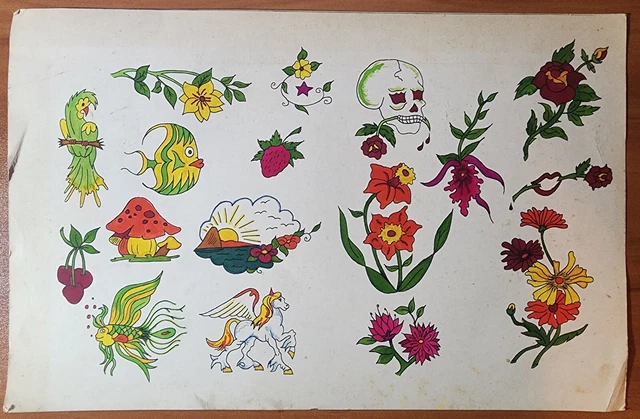 ORIGINAL Pintado a Mano Marinero Bill Shop Usado Tradicional Vintage Tatuaje Flash