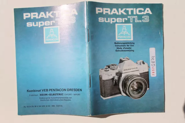 28250 Manual Praktica Super TL3 Pentacon Instuctions for Use GDR