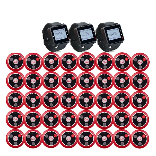 T128 Restaurant Pager System Wireless Calling System 3 Watch 40 Call Button Club