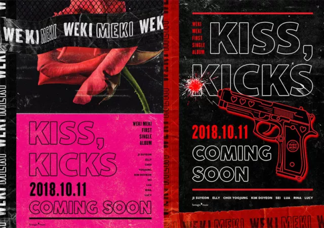 WEKI MEKI [KISS, KICKS] 1. Einzelalbum ZUFÄLLIGE CD + Fotobuch + 2p Karte K-POP VERSIEGELT