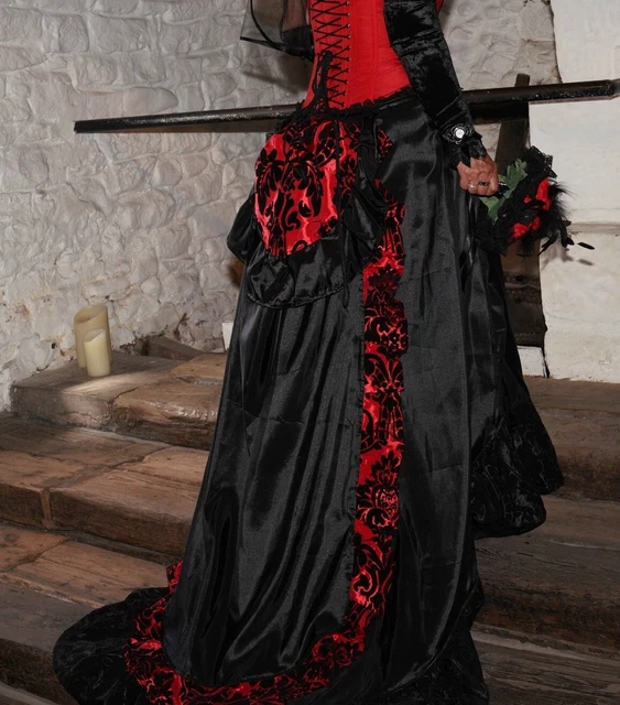 RED/ BLACK WEDDING Dress With Bustle. Whitby/ Halloween /Vampire £95.00