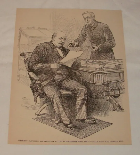 1891 Rivista Incisione ~ President Cleveland IN Conferenza