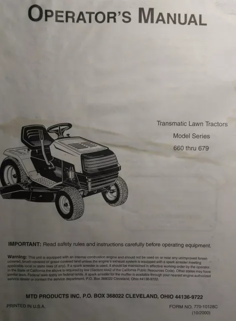 YARD MACHINES MTD 660 679 Transmatic Lawn Mower Tractor Owner Parts 2 Manuals 62.04 PicClick