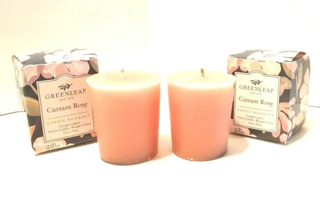 Greenleaf Currant Rose Floral scented Votives lot 2 candle cube New